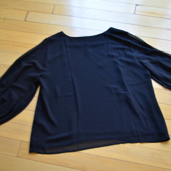 Chico's Chicos Square Neck Blouse Georgette Top Black NWT Size 3 US XL - Picture 9 of 11